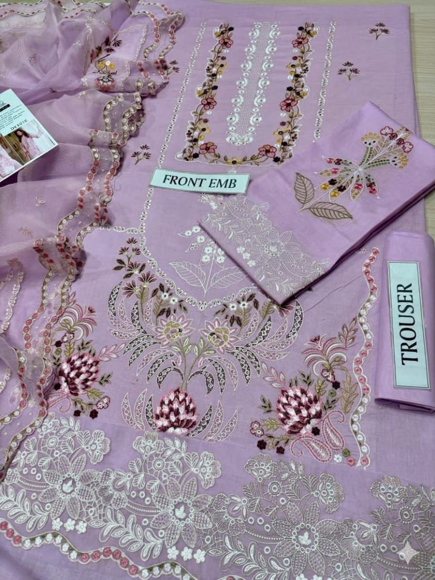 Embroidered 3-Piece in Lawn UNSTICED