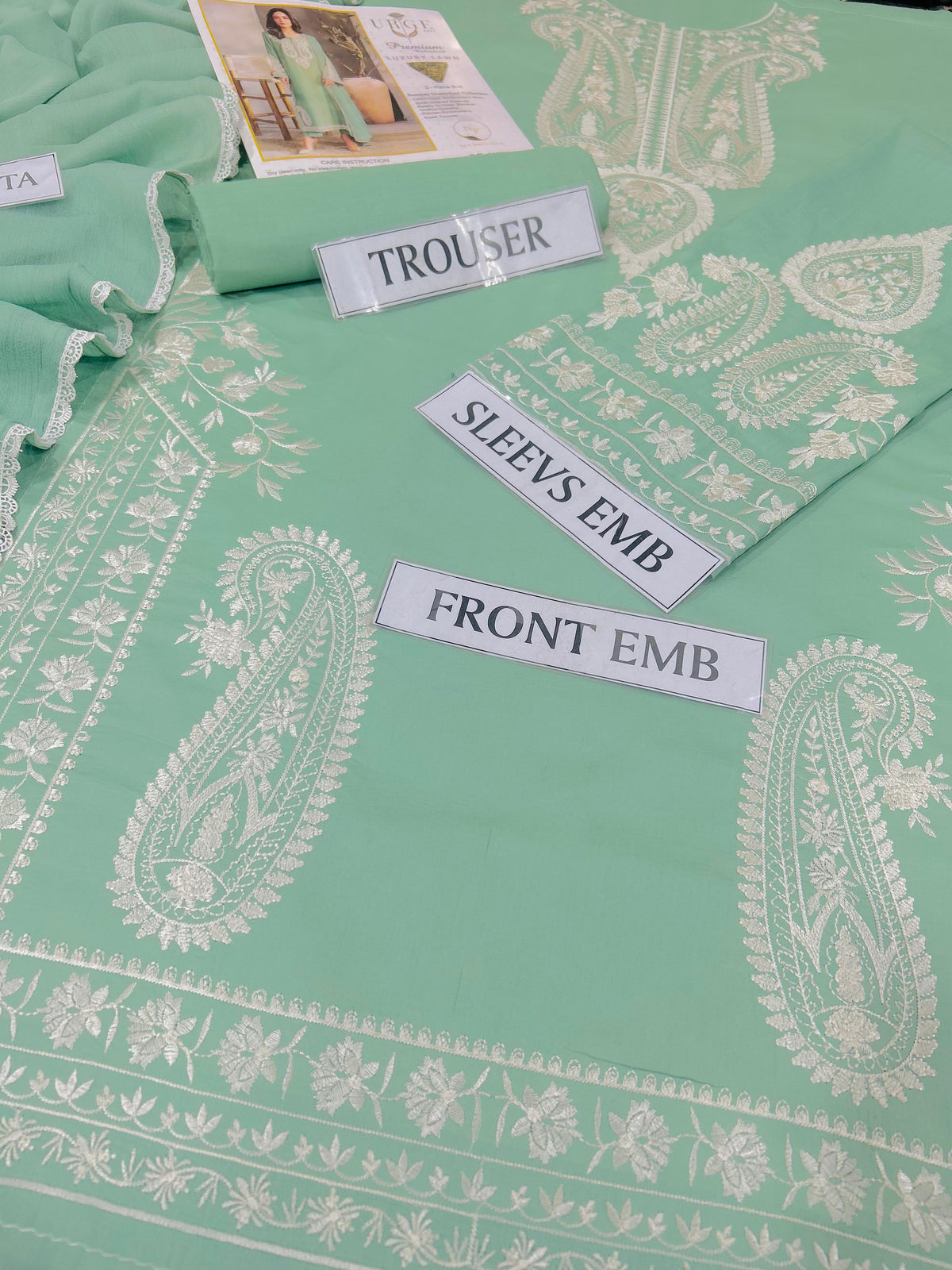 Embroidered 3-Piece in Lawn UNSTICED