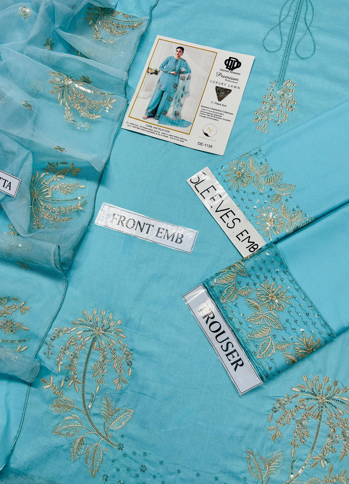 Embroidered 3-Piece in Lawn UNSTICED