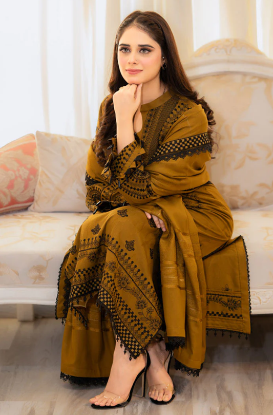 Libbas– Heavy Embroidered Lawn 3-Piece Suit (UNStitched) AS-19