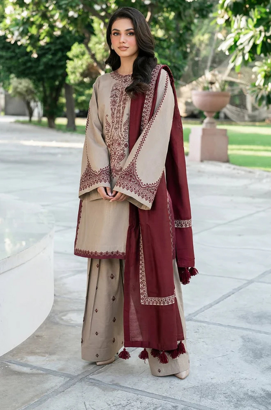 Baroque -– Heavy Embroidered Lawn 3-Piece Suit (UNStitched) AS-25