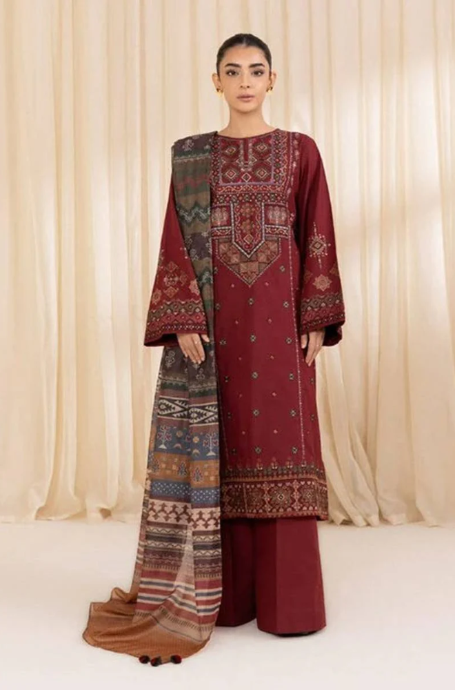 Sapphire - Winter 3PC Lawn Embroidered Suit - AS-24