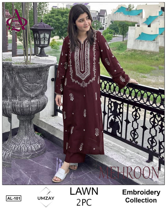 UNSTITCHED 2PC LAWN EMBROIDERED SUIT