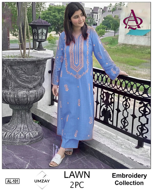 UNSTITCHED 2PC LAWN EMBROIDERED SUIT