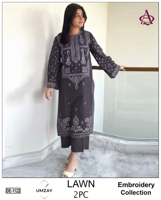 UNSTITCHED 2PC LAWN EMBROIDERED SUIT