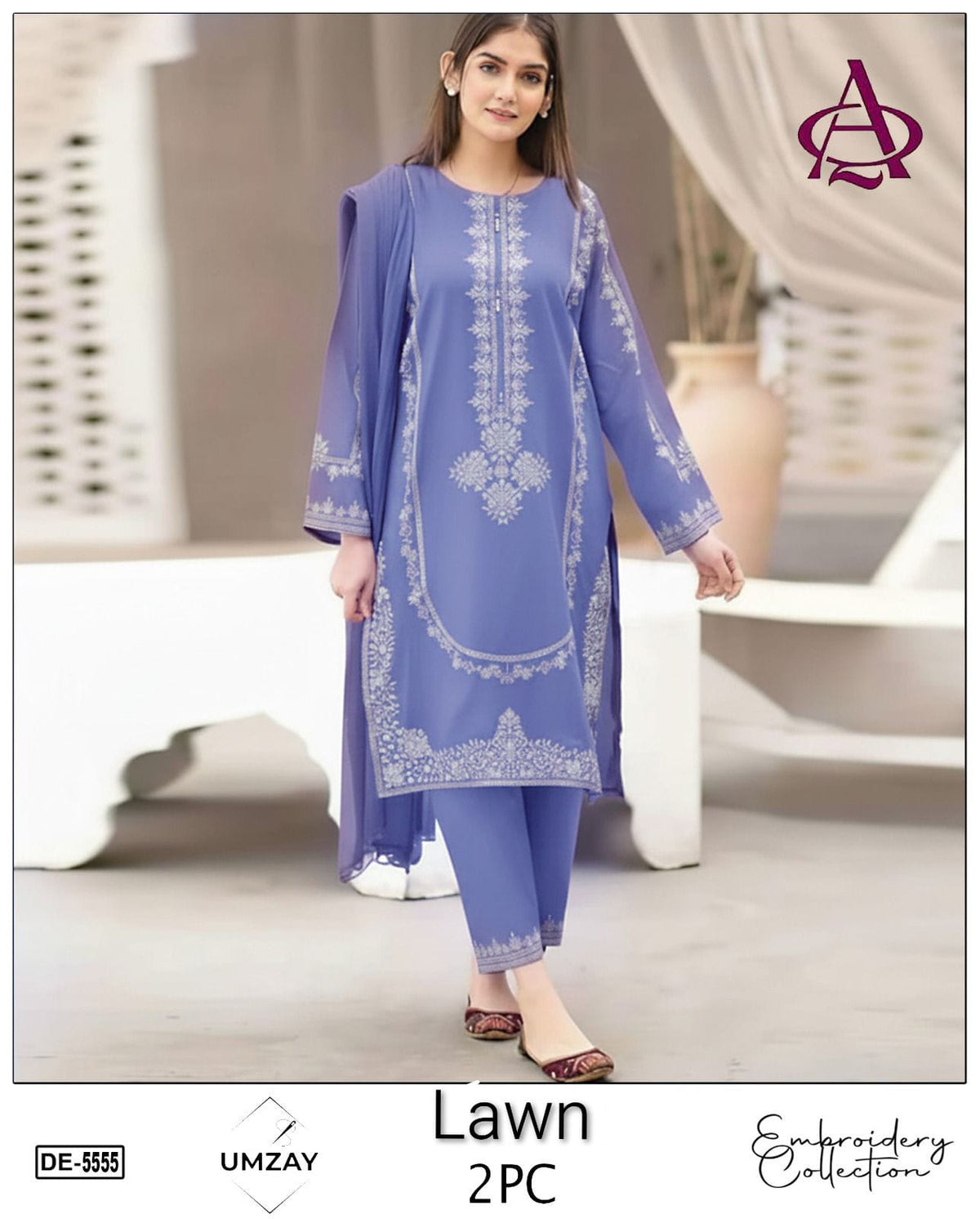 UNSTITCHED 2PC LAWN EMBROIDERED SUIT