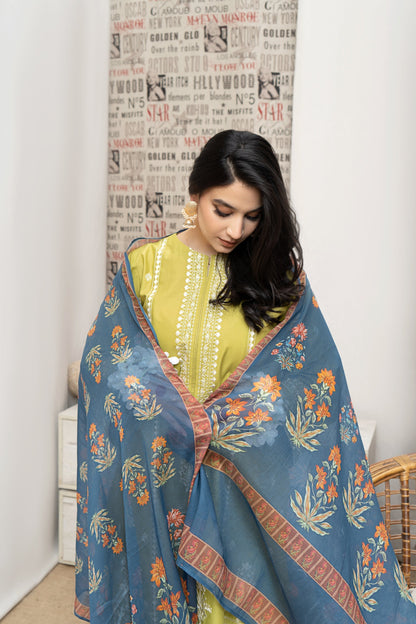 Embroidered 3-Piece in Lawn UNSTICED