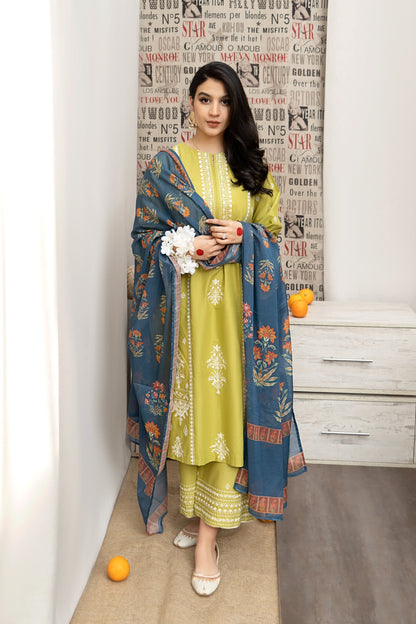 Embroidered 3-Piece in Lawn UNSTICED