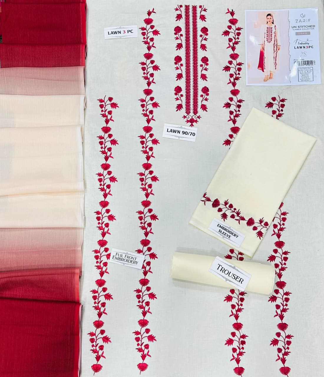 Embroidered 3-Piece in Lawn UNSTICED