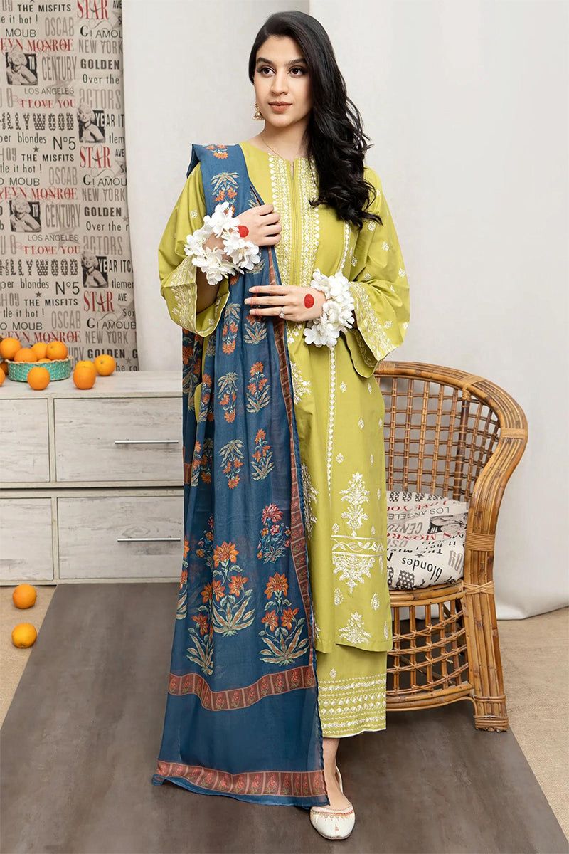 Embroidered 3-Piece in Lawn UNSTICED