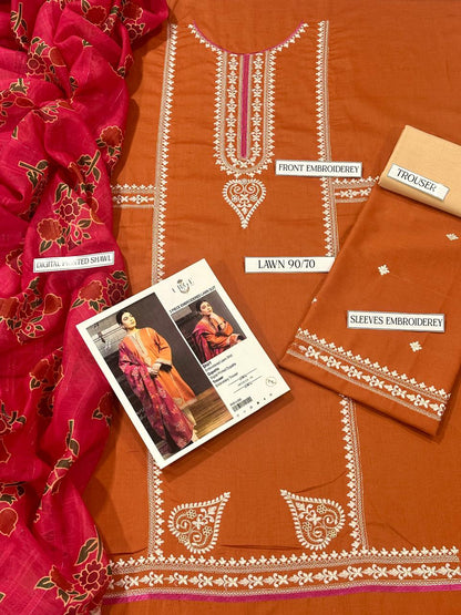 Embroidered 3-Piece in Lawn UNSTICED
