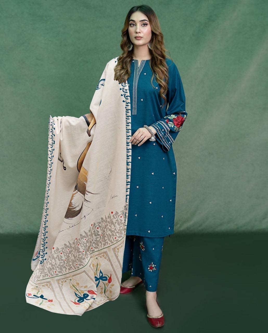 Embroidered 3-Piece in Lawn UNSTICED