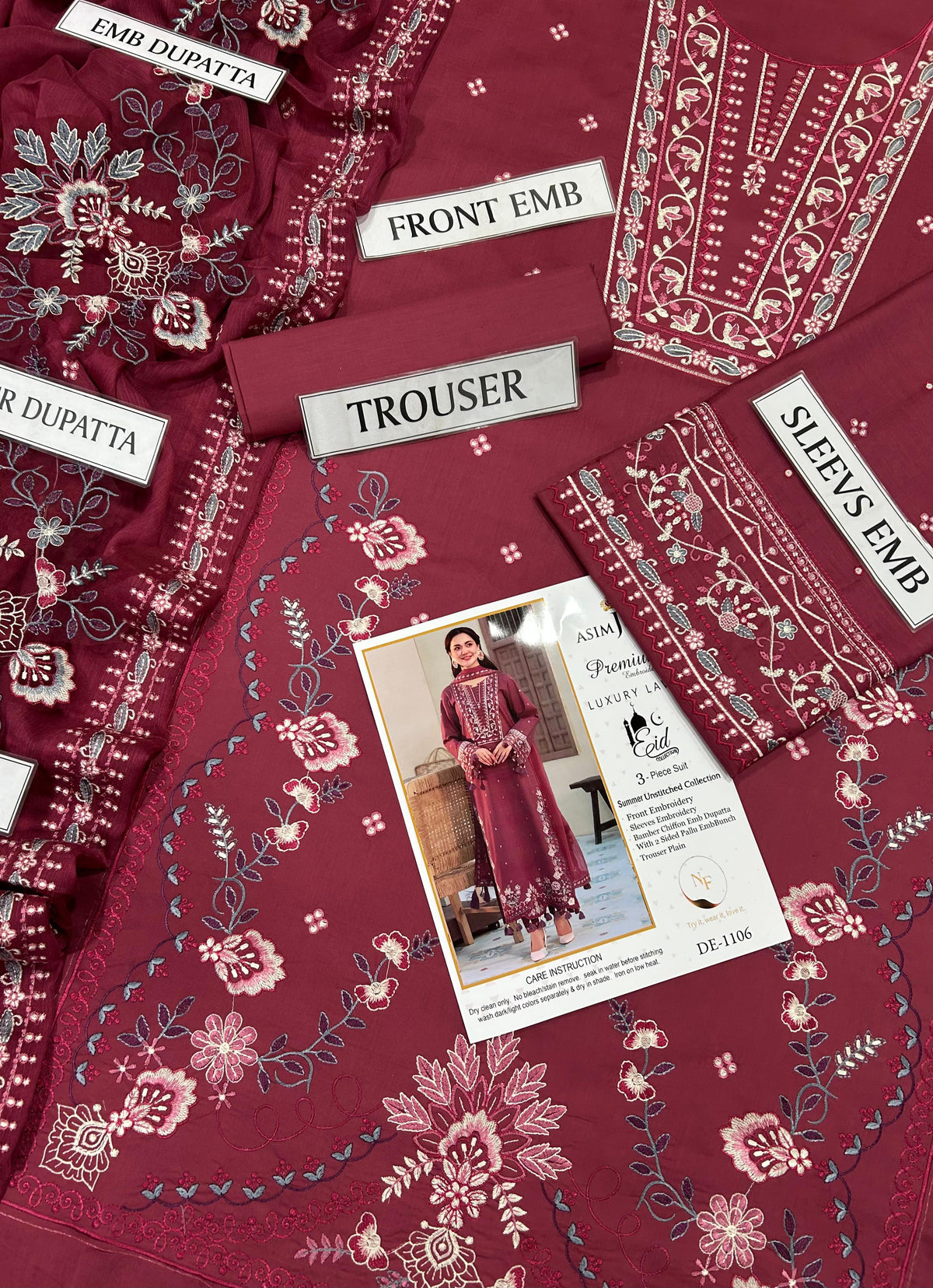 Embroidered 3-Piece in Lawn UNSTICED