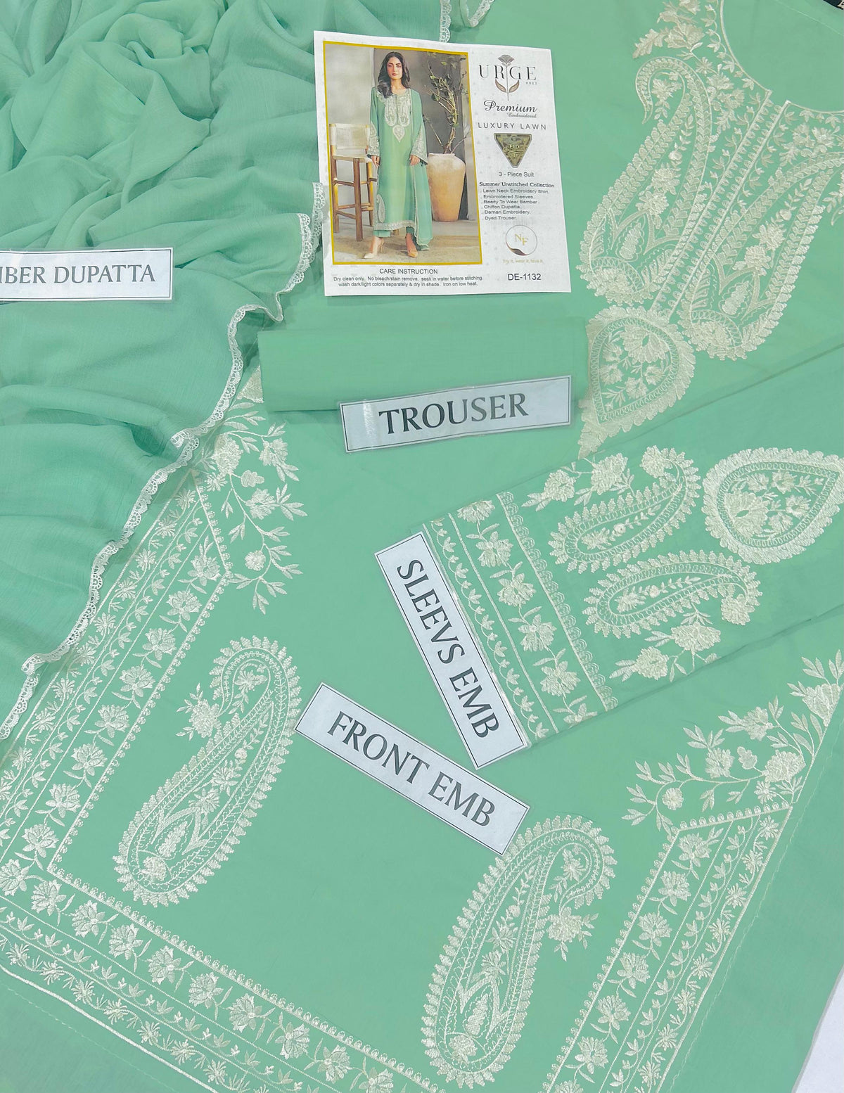 Embroidered 3-Piece in Lawn UNSTICED