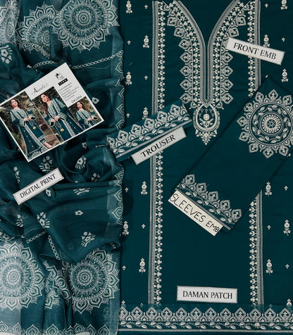 Embroidered 3-Piece in Lawn UNSTICED
