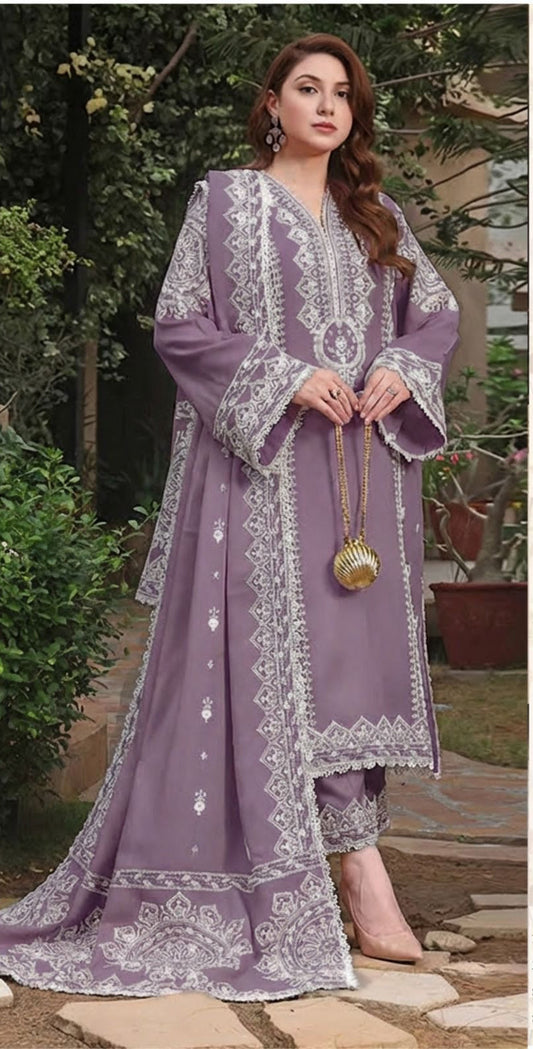 Embroidered 3-Piece in Lawn UNSTICED