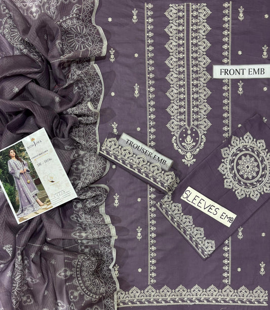 Embroidered 3-Piece in Lawn UNSTICED