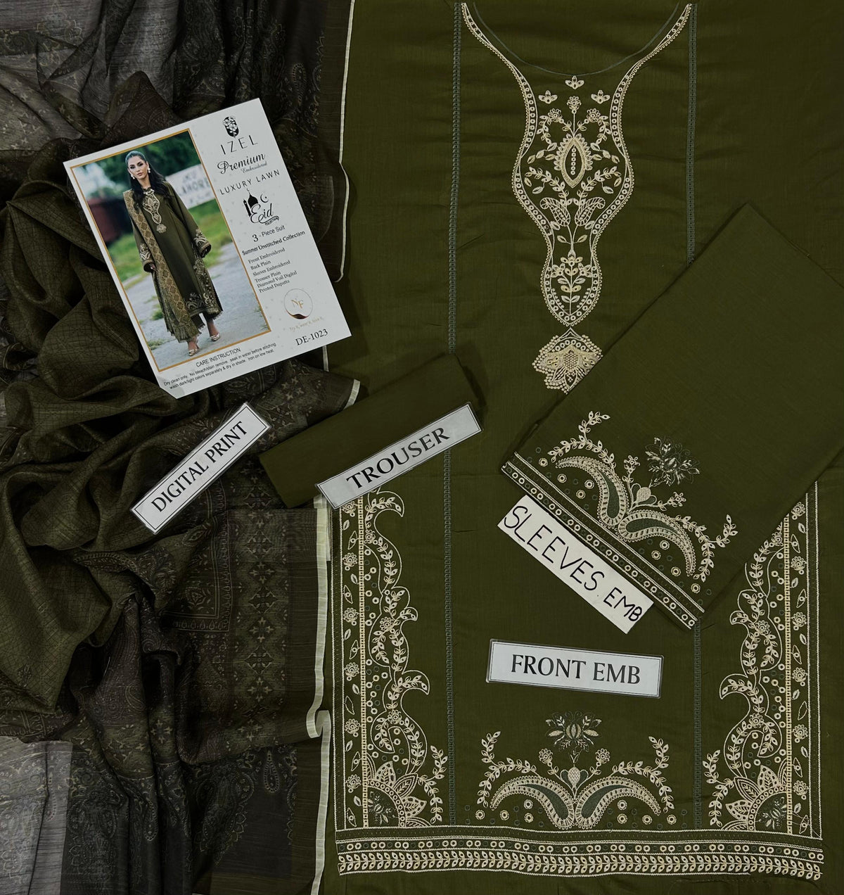 Embroidered 3-Piece in Lawn UNSTICED